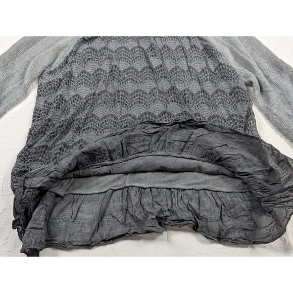 Le Marais Paris Blouse woman's Large loose Embroidery Knit Silk Top Read - Picture 13 of 16